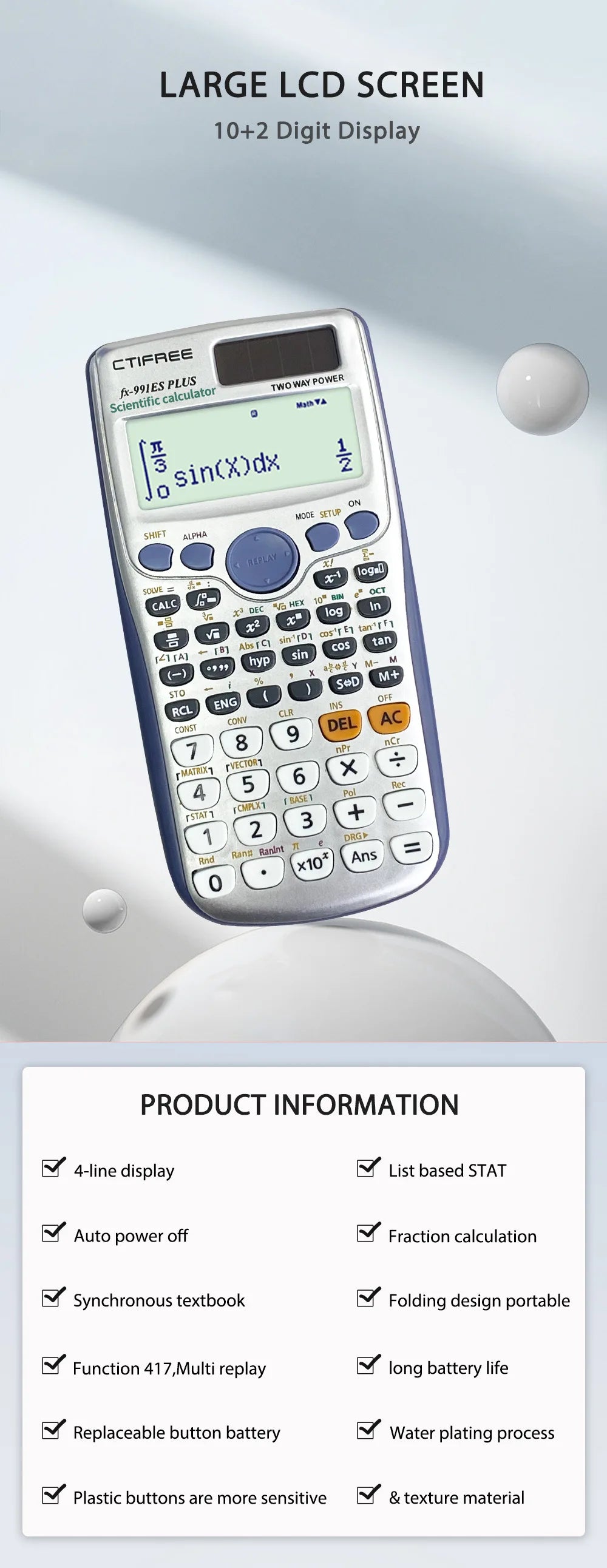 Calculadora Científica CTIFREE fx-991Es Plus